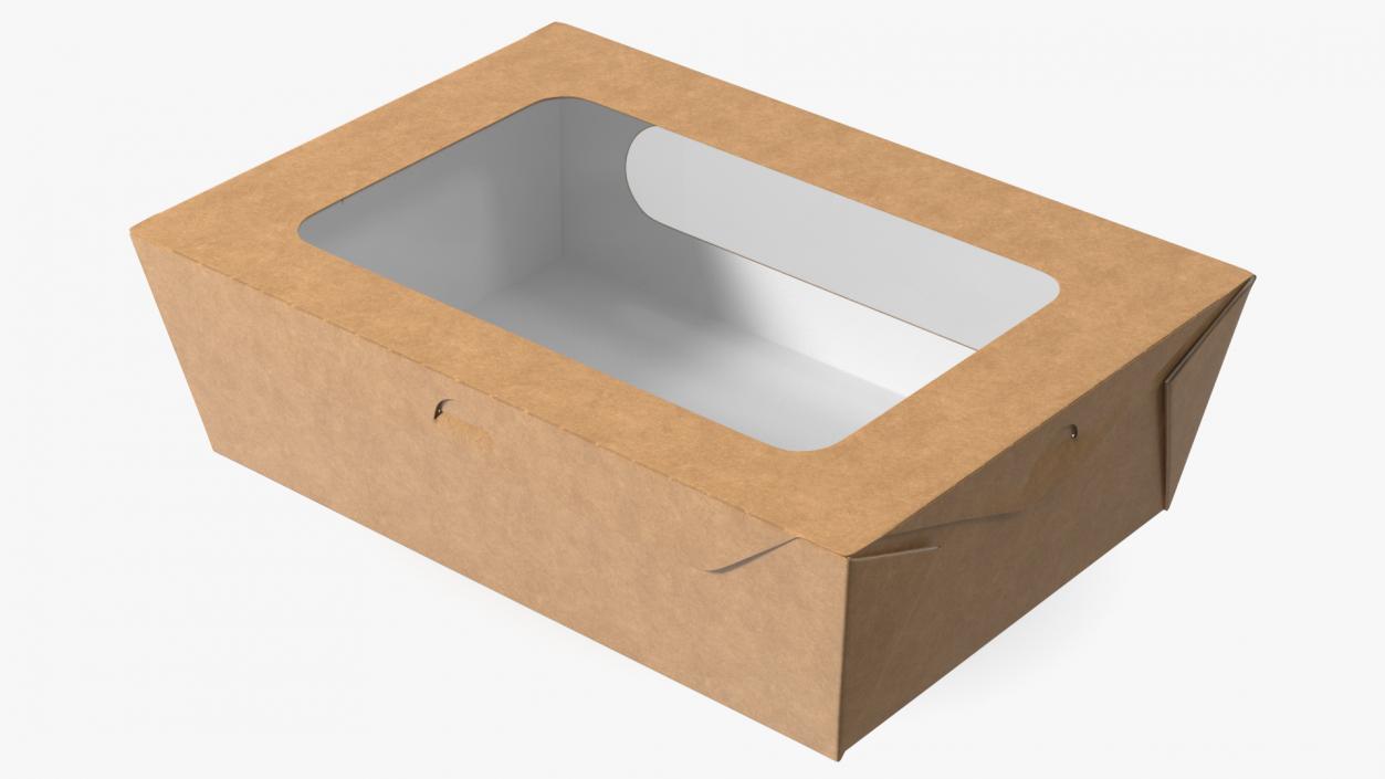 Large Kraft Salad Box with Clear Window 3D model