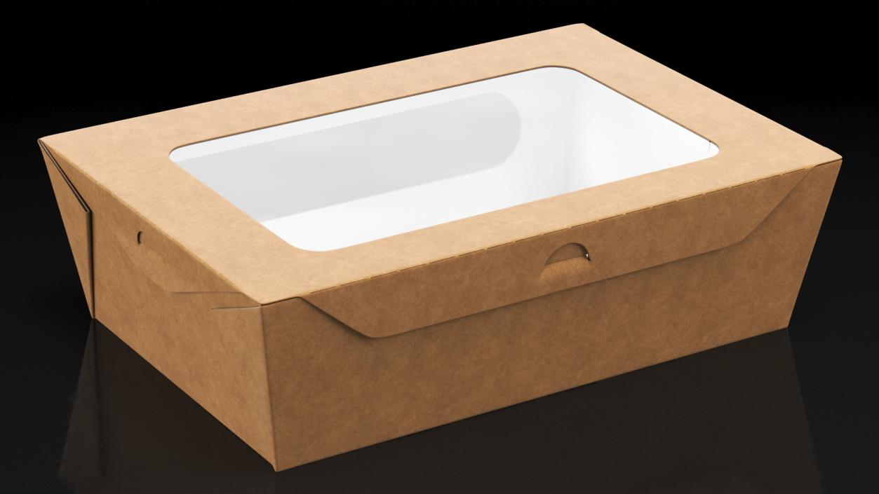 Large Kraft Salad Box with Clear Window 3D model