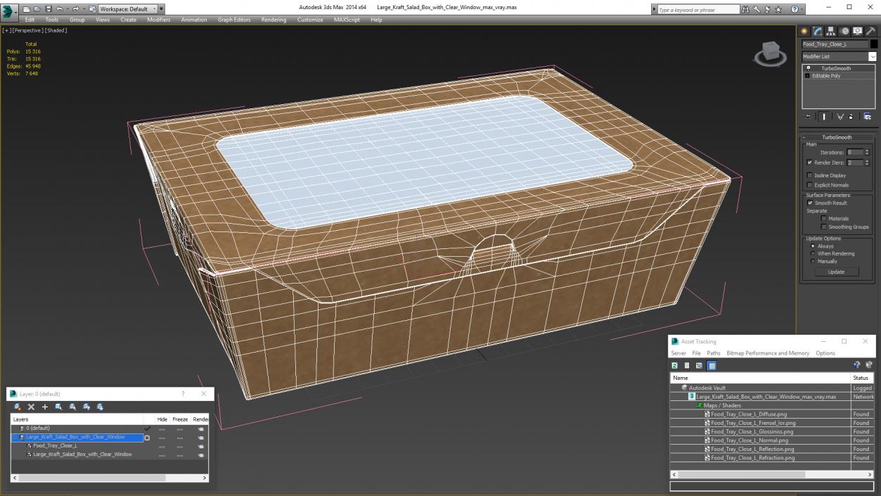 Large Kraft Salad Box with Clear Window 3D model