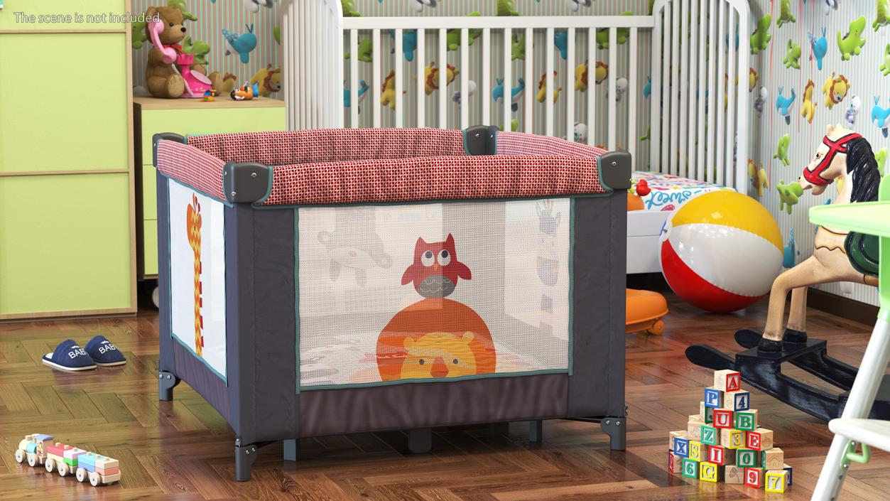 Folding Square Baby Playpen 3D