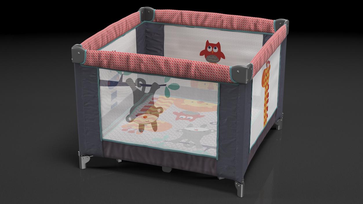 Folding Square Baby Playpen 3D