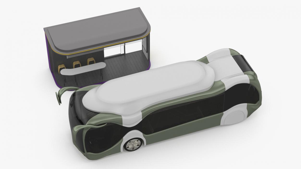 Futuristic Electric Bus at a Smart Stop 3D model