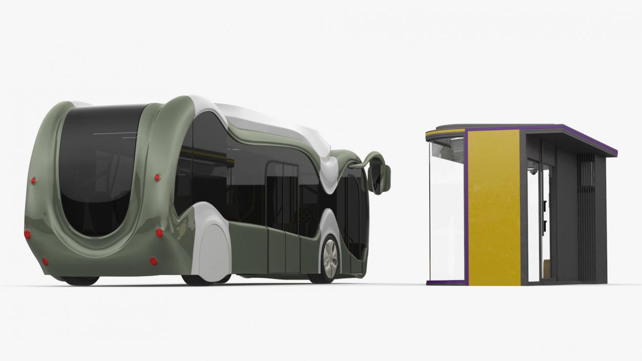 Futuristic Electric Bus at a Smart Stop 3D model