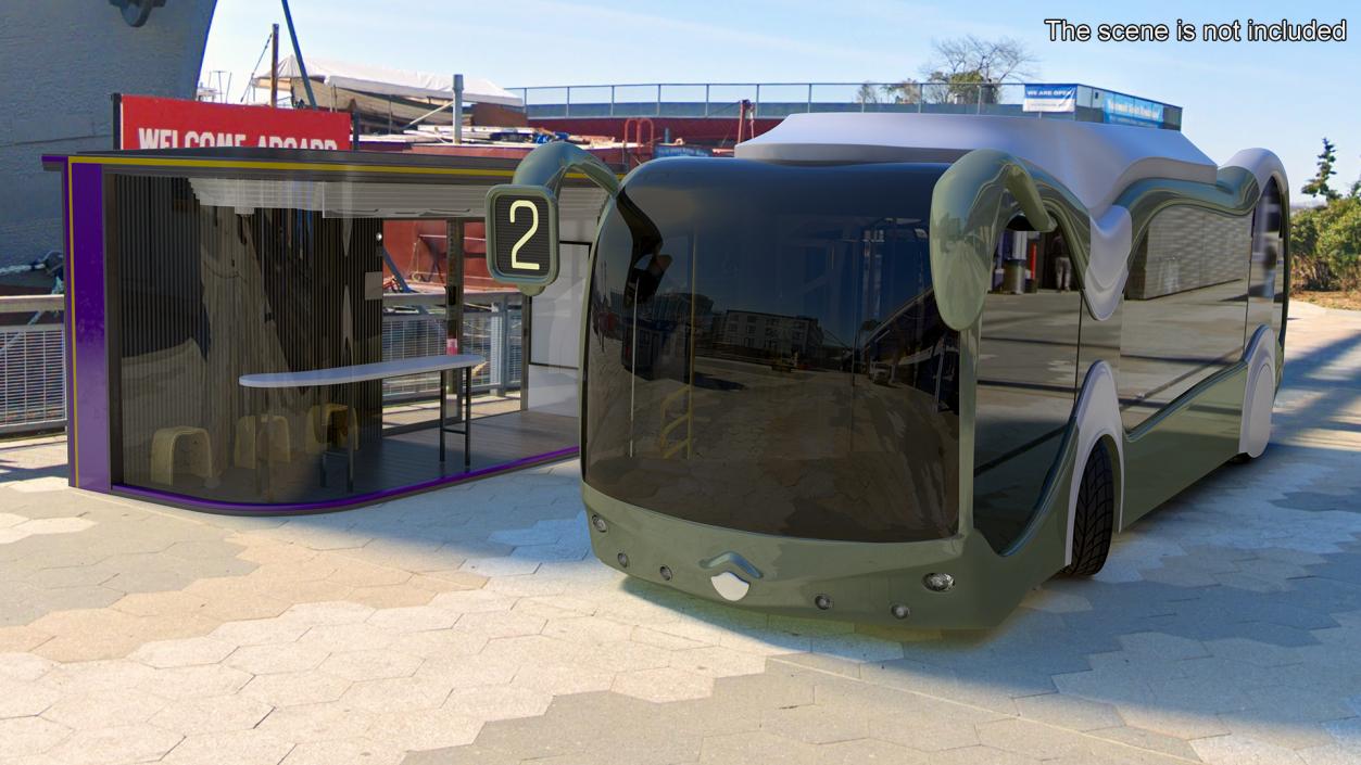 Futuristic Electric Bus at a Smart Stop 3D model