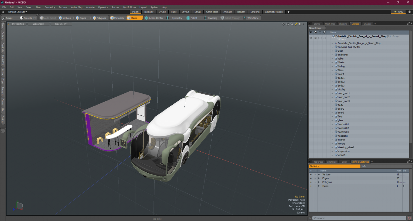 Futuristic Electric Bus at a Smart Stop 3D model