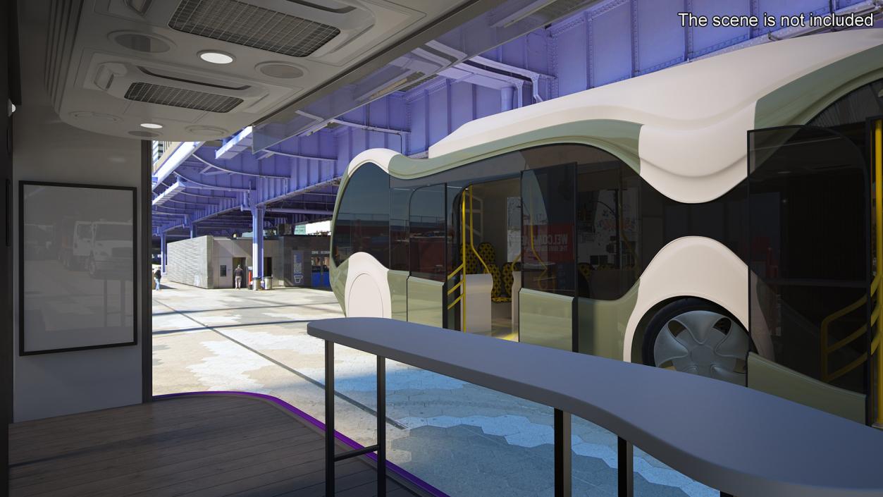 Futuristic Electric Bus at a Smart Stop 3D model