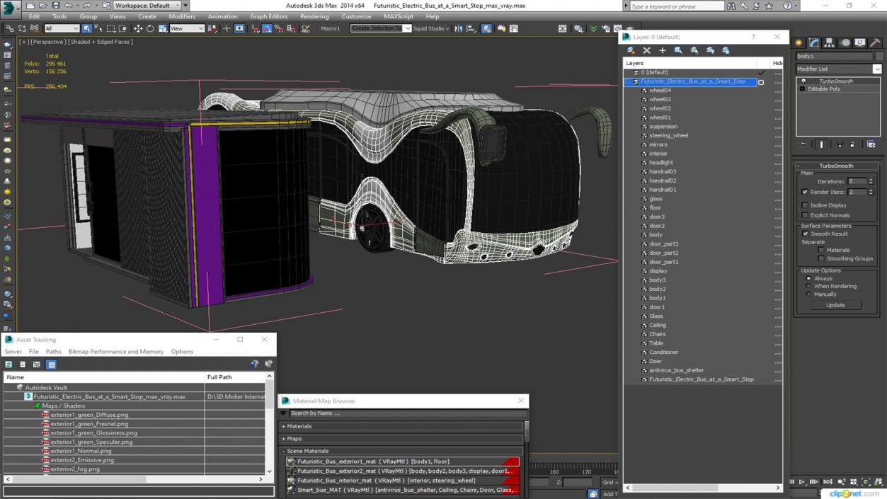 Futuristic Electric Bus at a Smart Stop 3D model