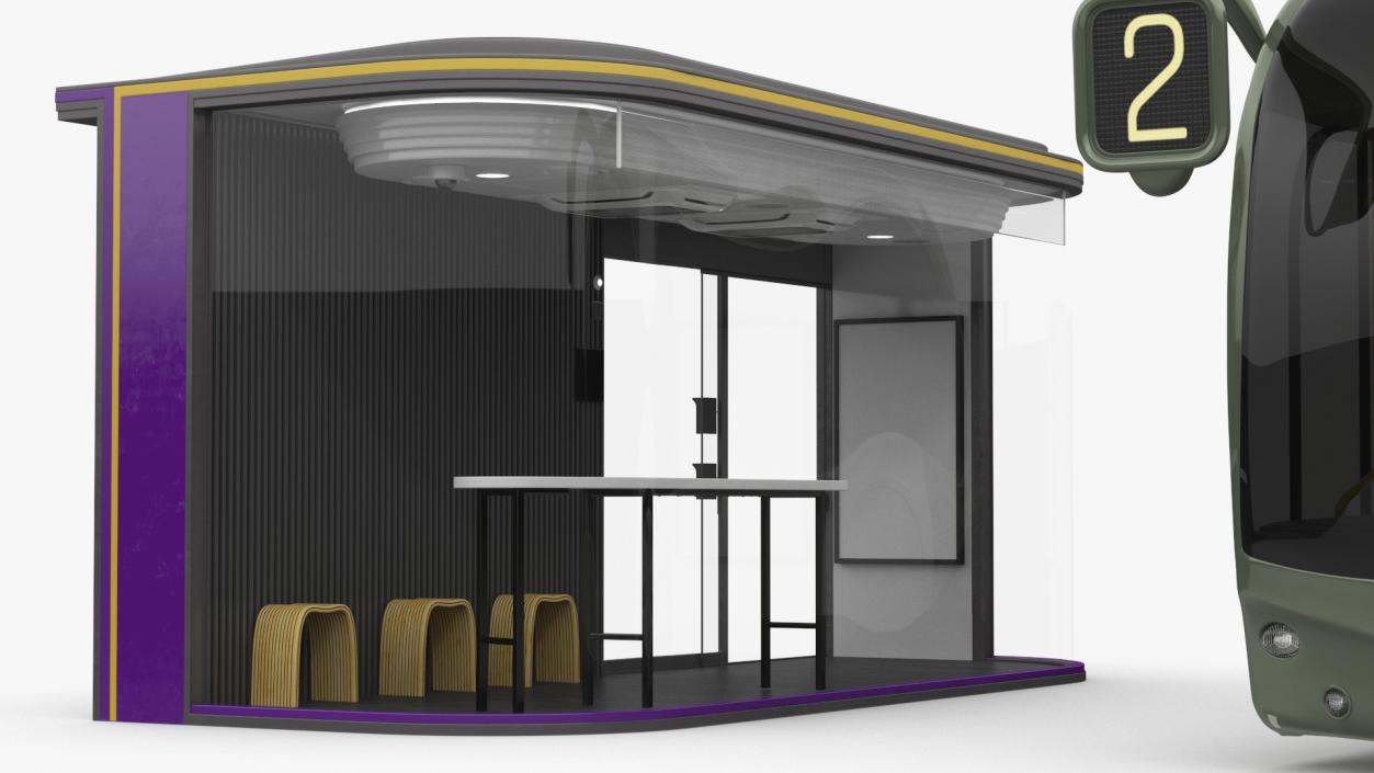 Futuristic Electric Bus at a Smart Stop 3D model