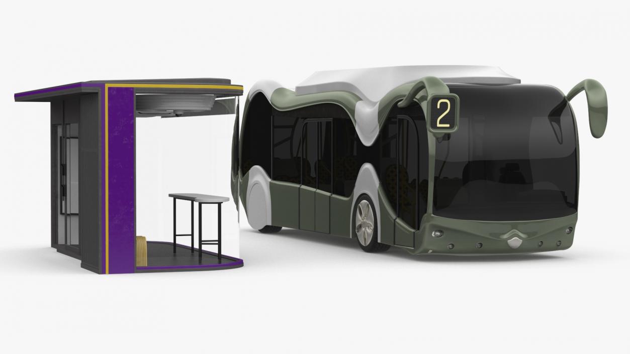 Futuristic Electric Bus at a Smart Stop 3D model