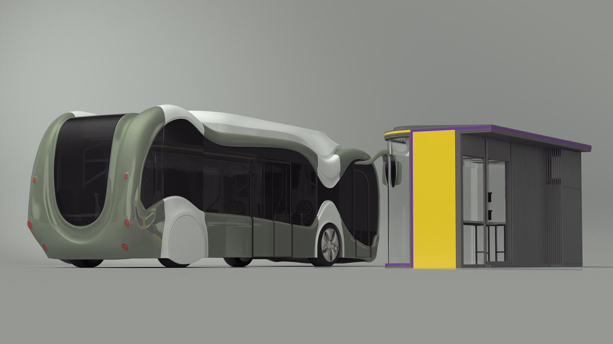 Futuristic Electric Bus at a Smart Stop 3D model