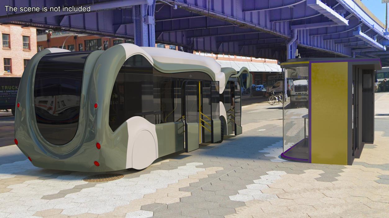 Futuristic Electric Bus at a Smart Stop 3D model