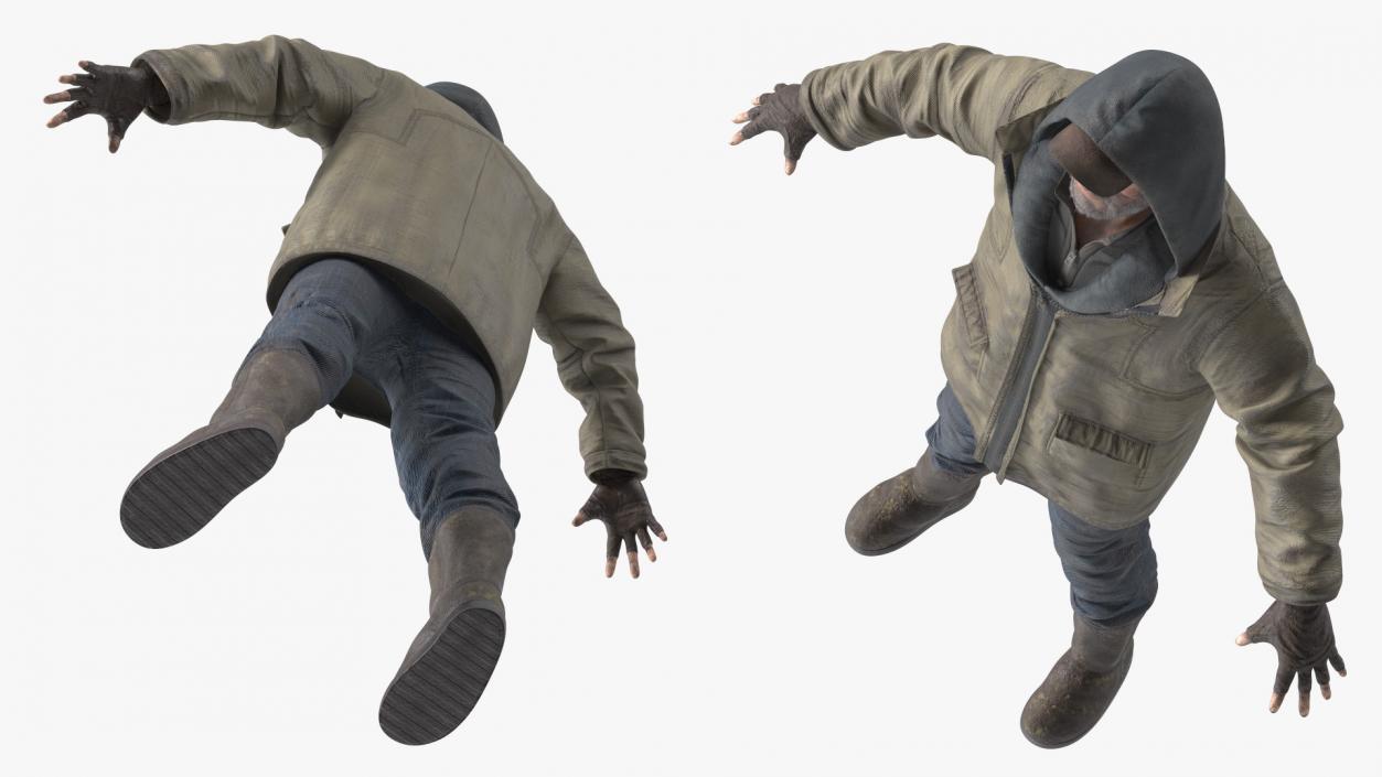 3D Homeless Old Man A-Pose model