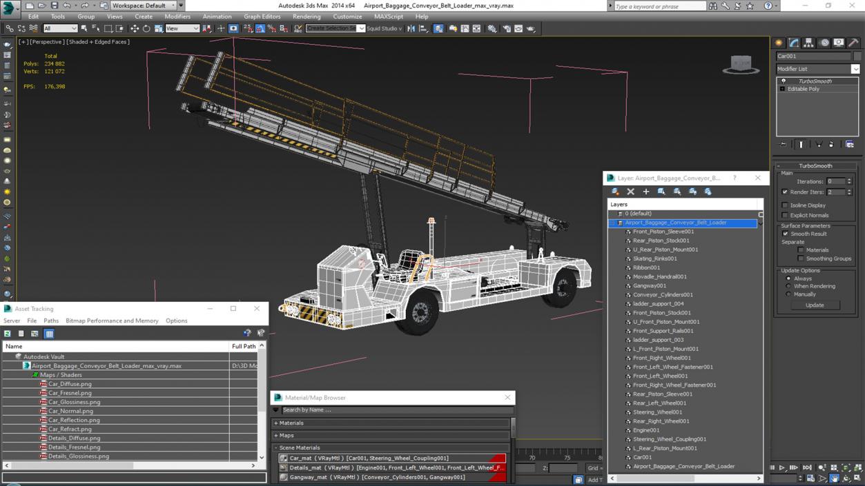 3D Airport Baggage Conveyor Belt Loader