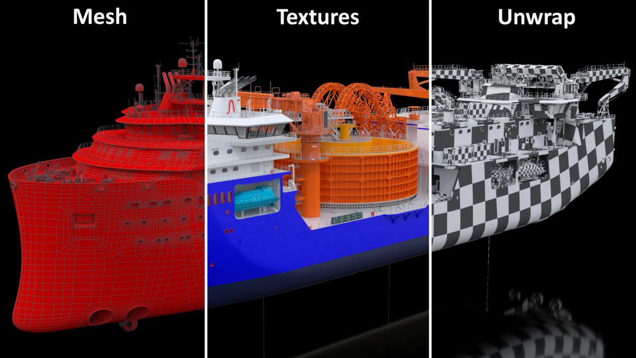 3D Cable Layer Vessel Blue model