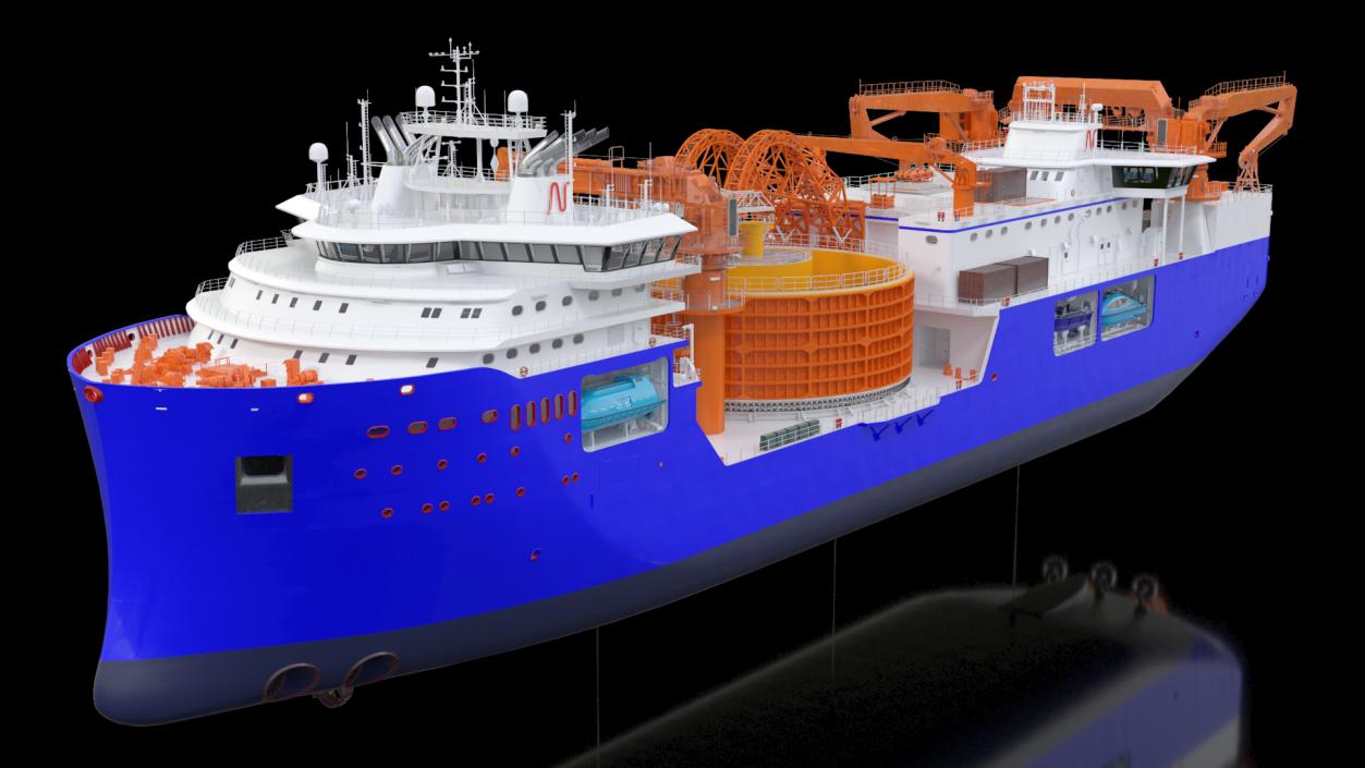 3D Cable Layer Vessel Blue model