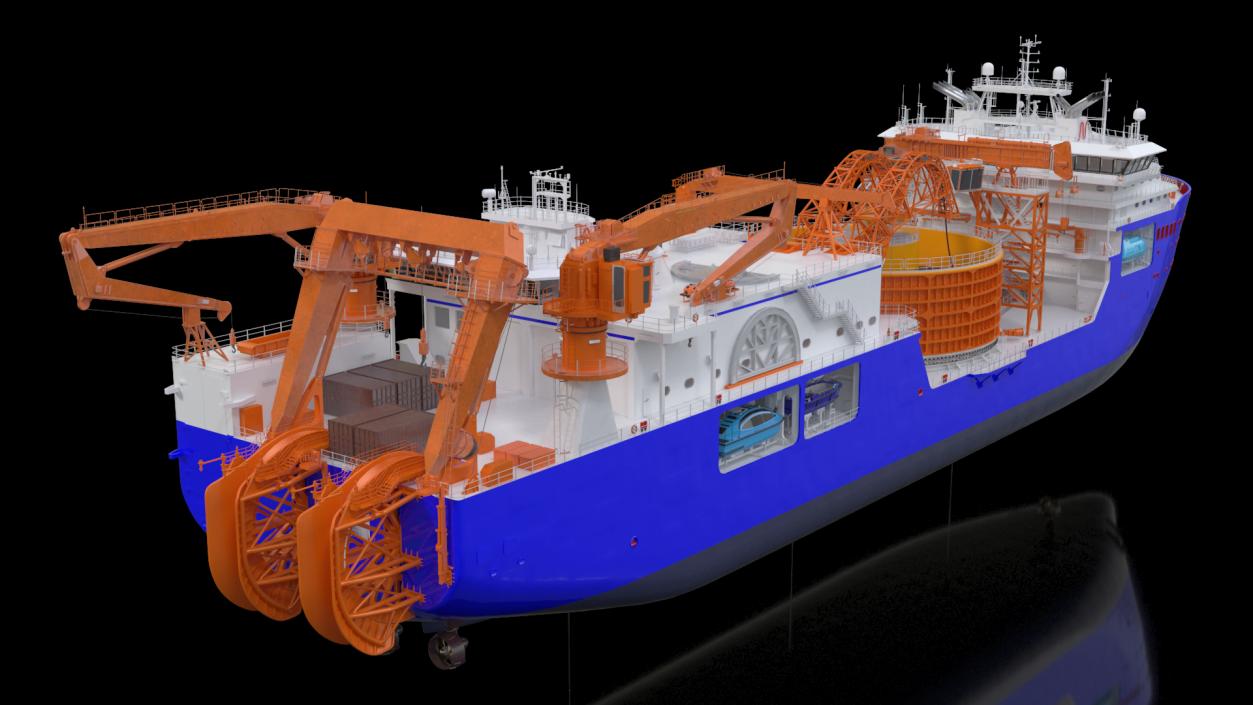 3D Cable Layer Vessel Blue model