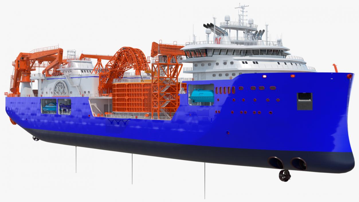 3D Cable Layer Vessel Blue model