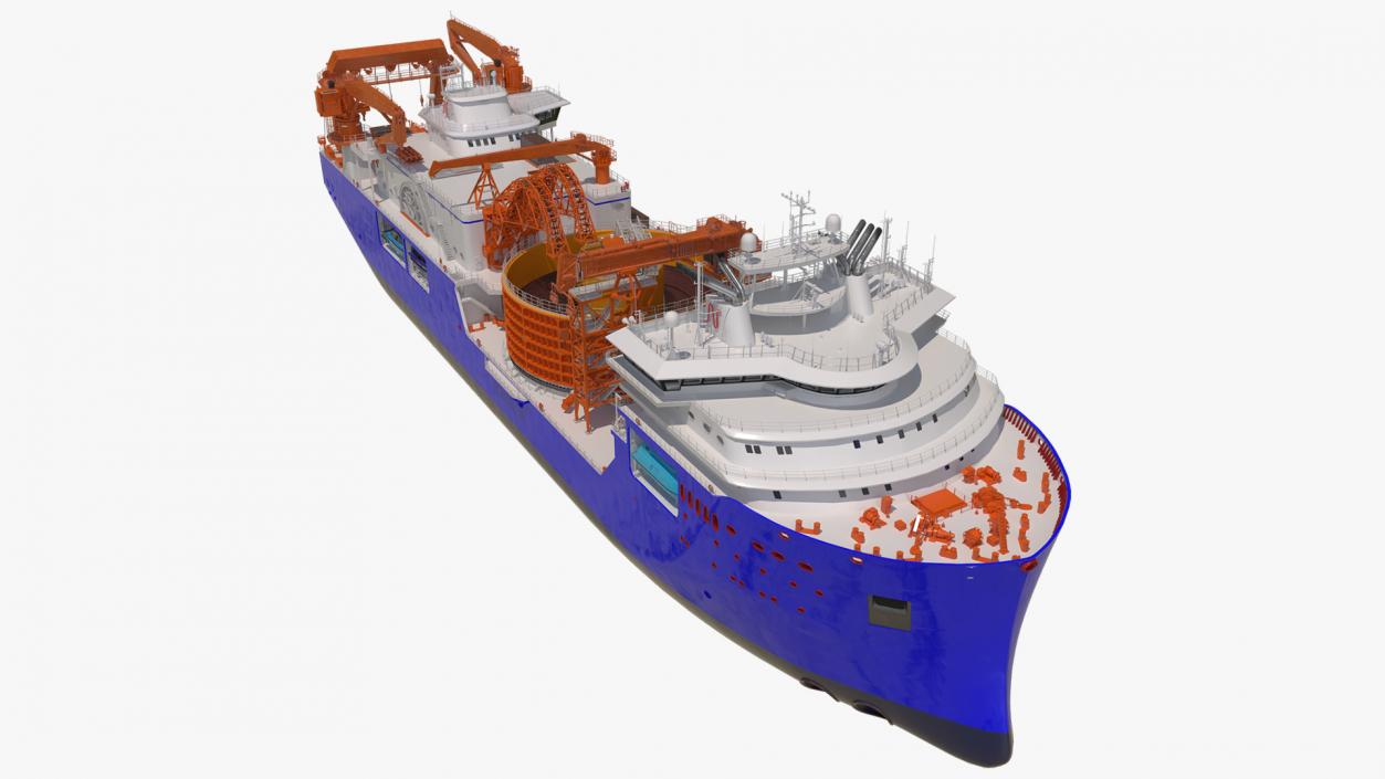 3D Cable Layer Vessel Blue model