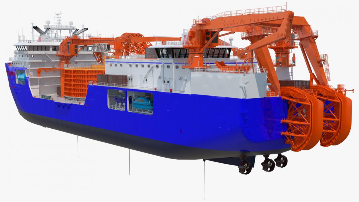 3D Cable Layer Vessel Blue model