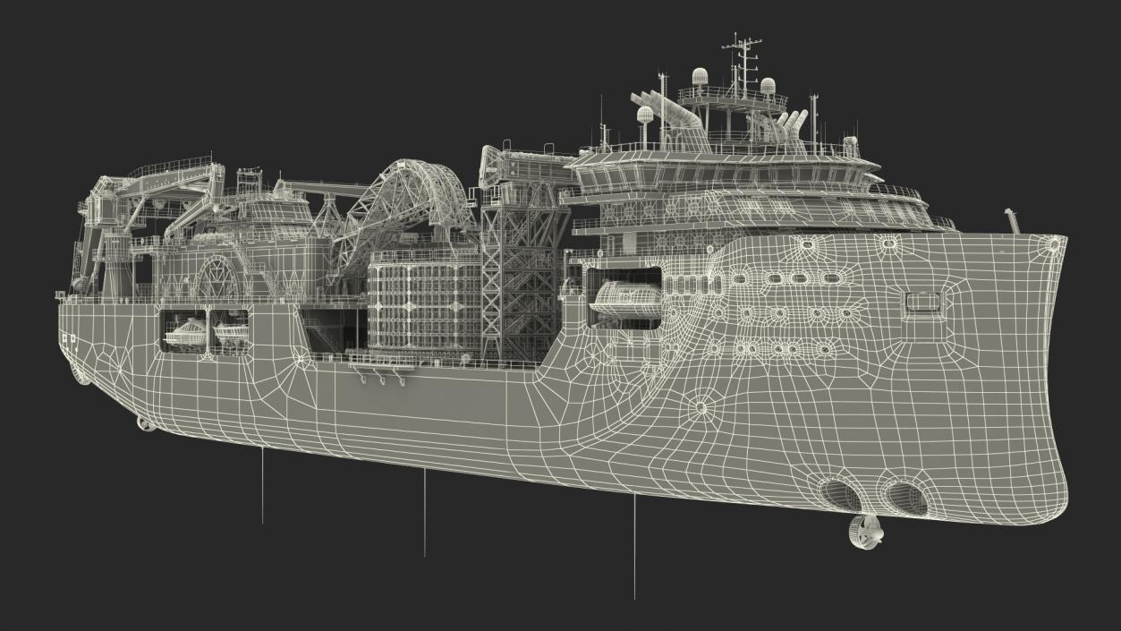 3D Cable Layer Vessel Blue model