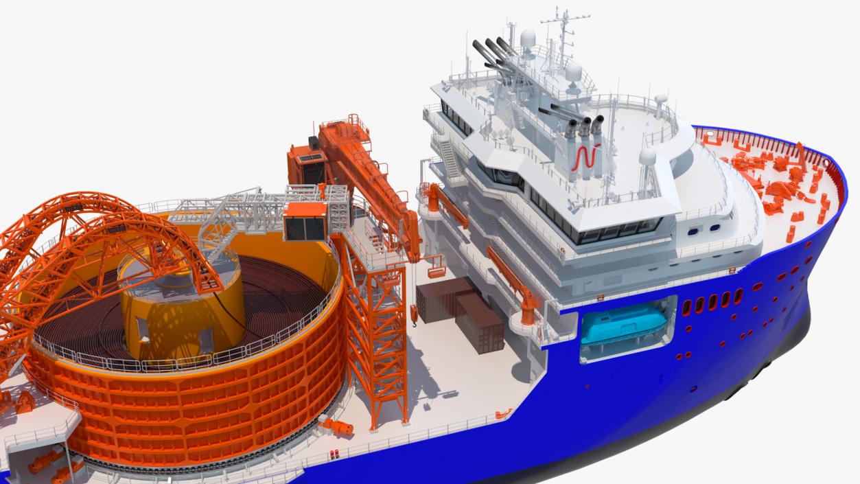 3D Cable Layer Vessel Blue model