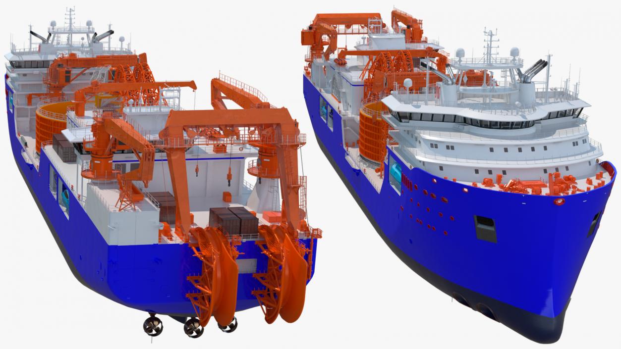 3D Cable Layer Vessel Blue model