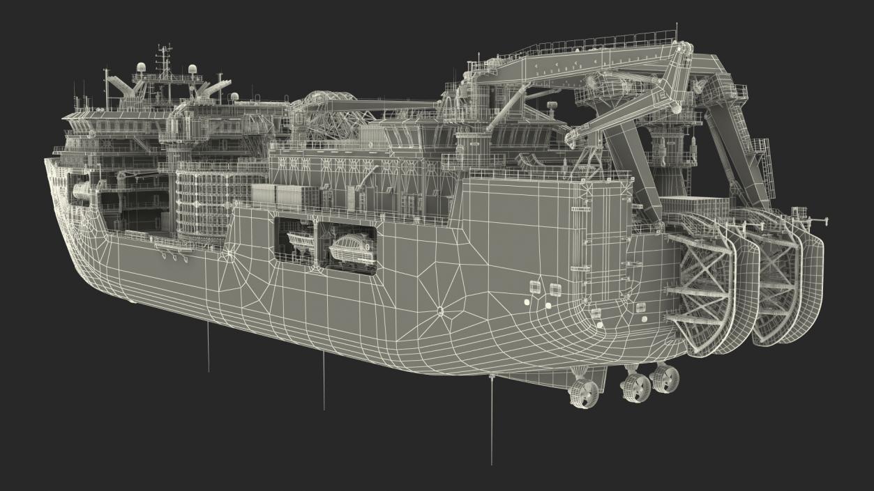 3D Cable Layer Vessel Blue model