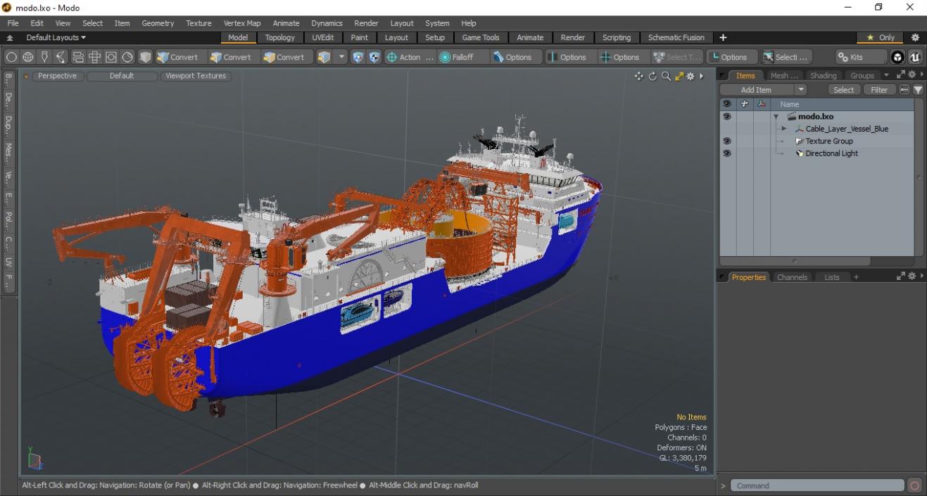 3D Cable Layer Vessel Blue model