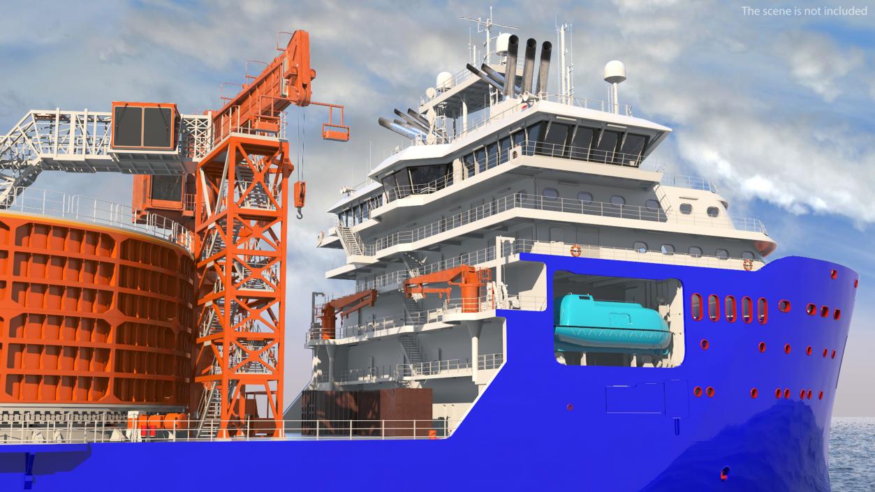 3D Cable Layer Vessel Blue model