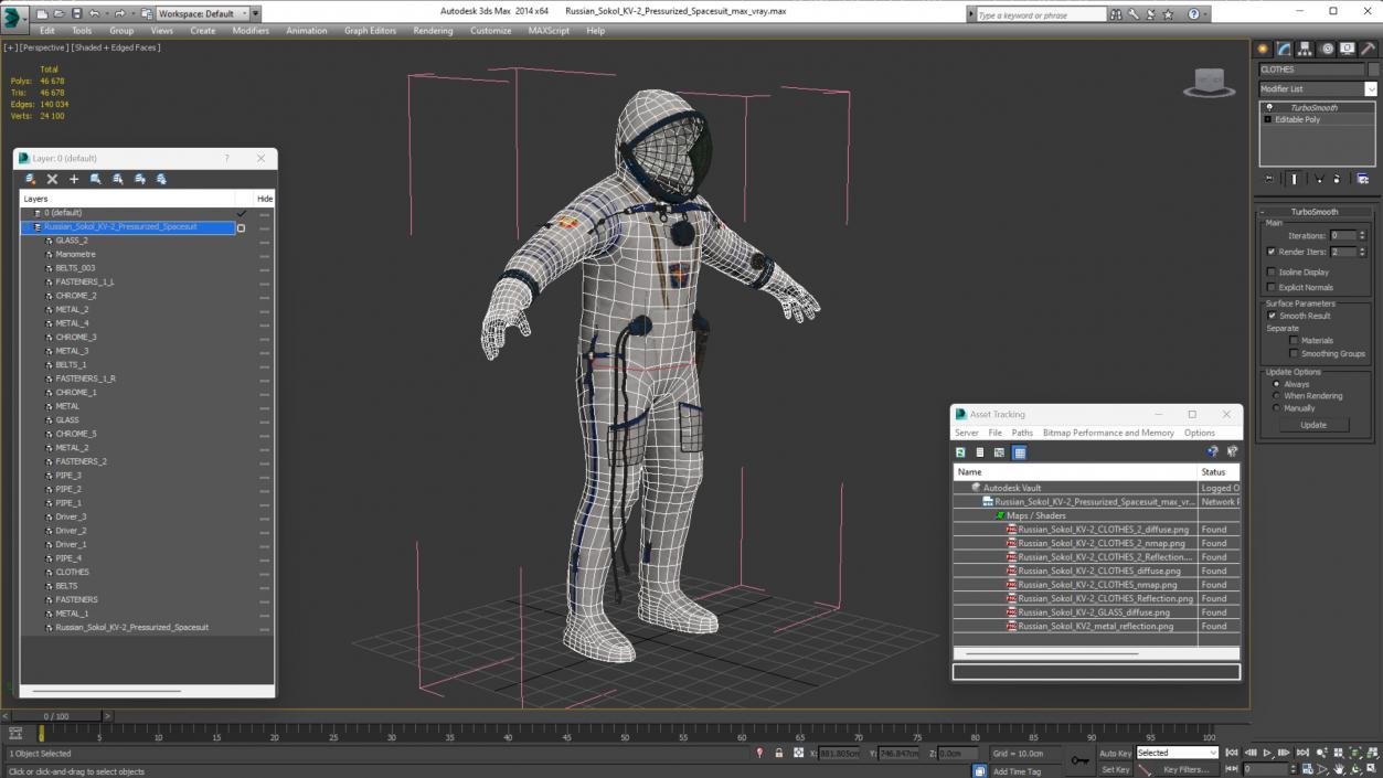 3D model Russian Sokol KV-2 Pressurized Spacesuit