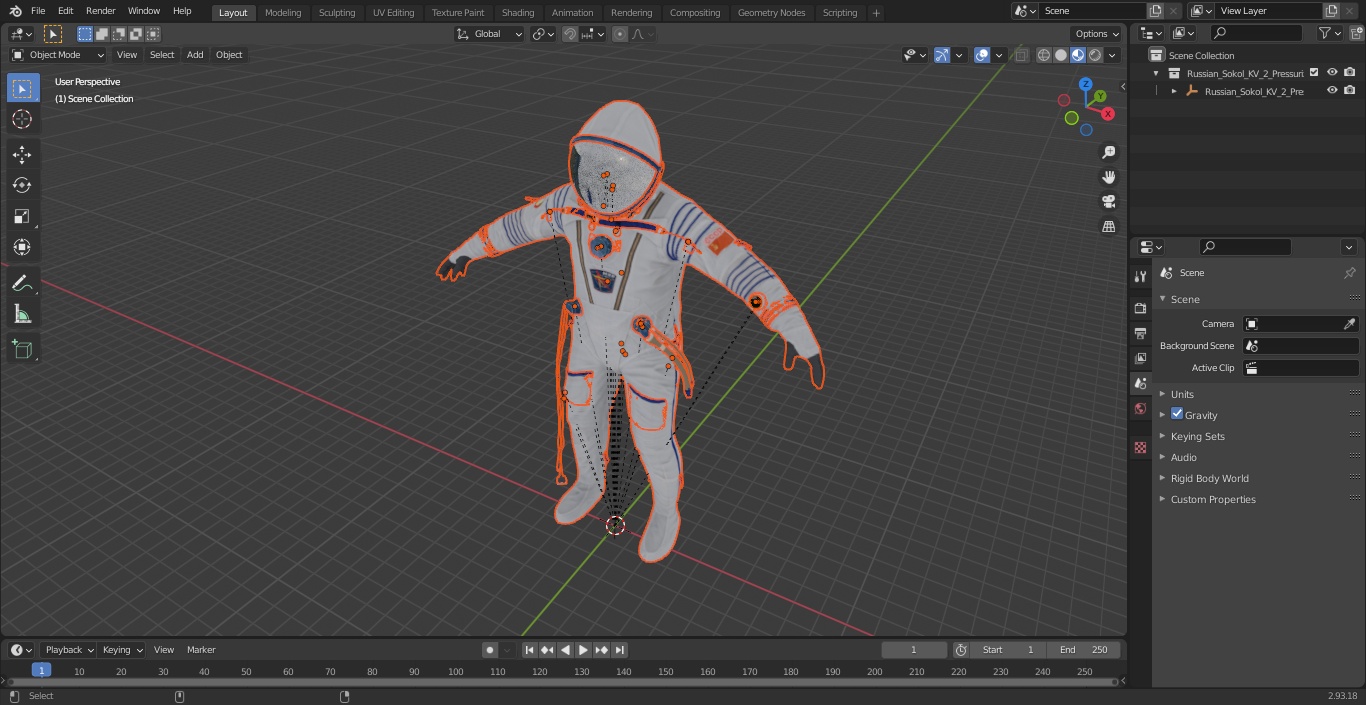 3D model Russian Sokol KV-2 Pressurized Spacesuit