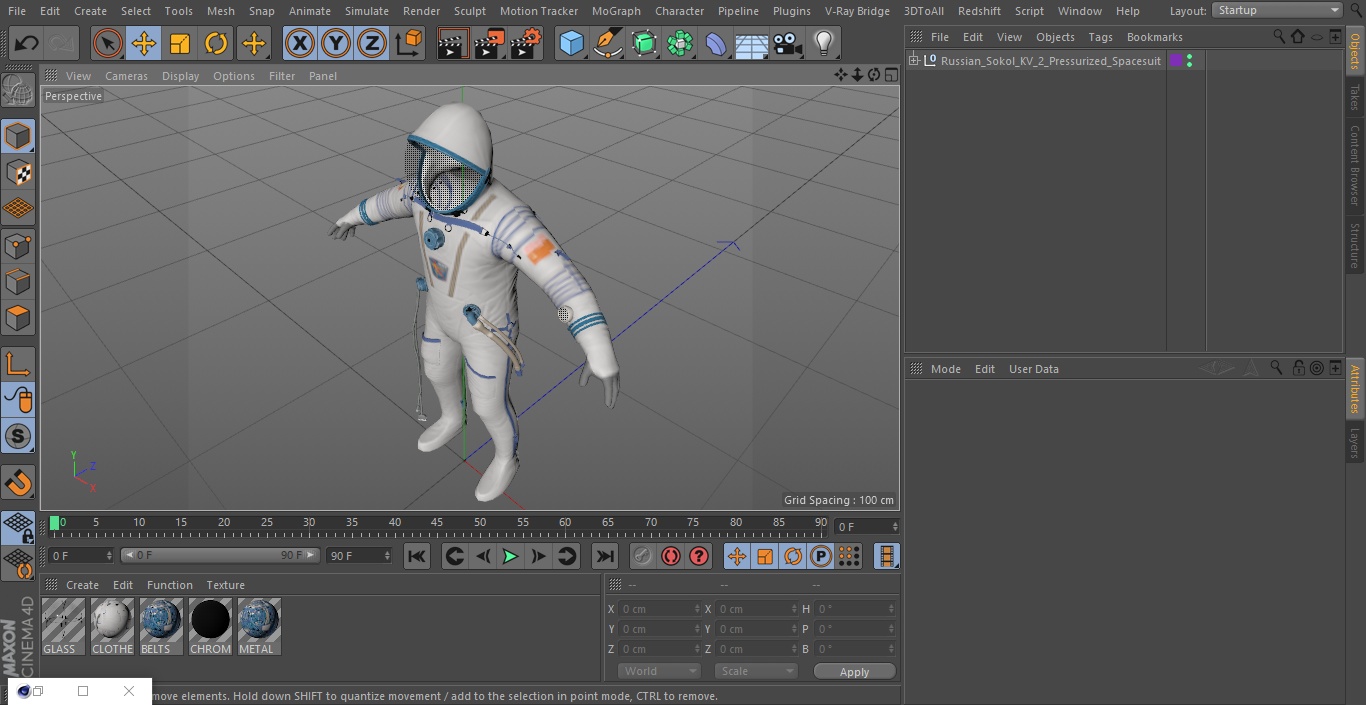 3D model Russian Sokol KV-2 Pressurized Spacesuit