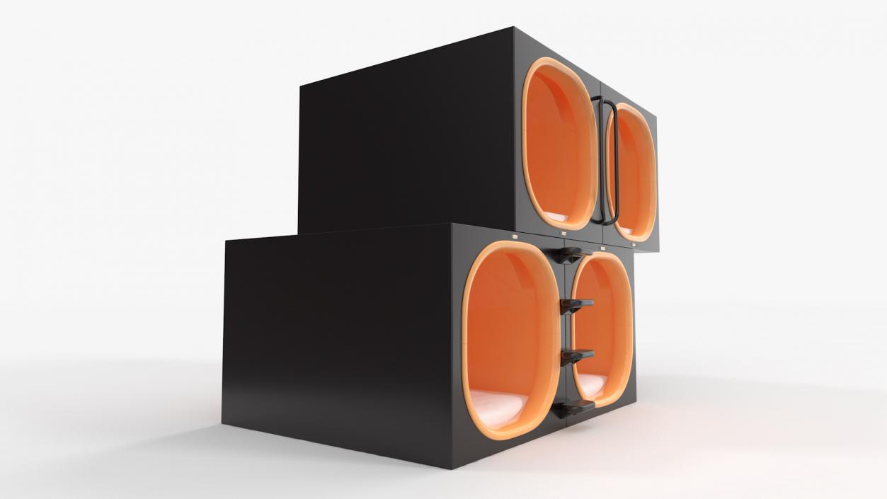 Capsule Hotel with Orange Interior 3D model