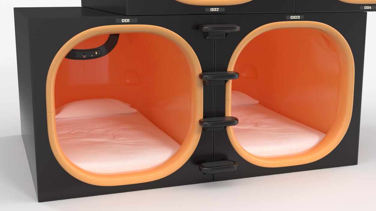 Capsule Hotel with Orange Interior 3D model