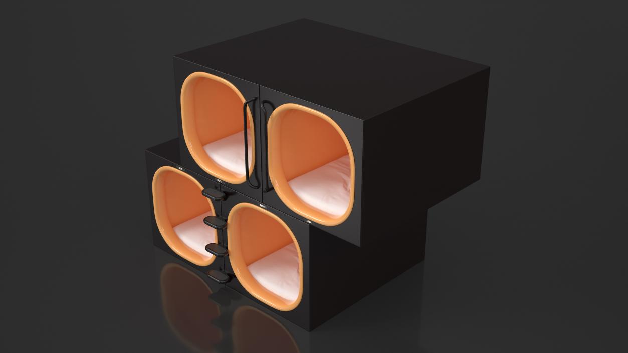 Capsule Hotel with Orange Interior 3D model