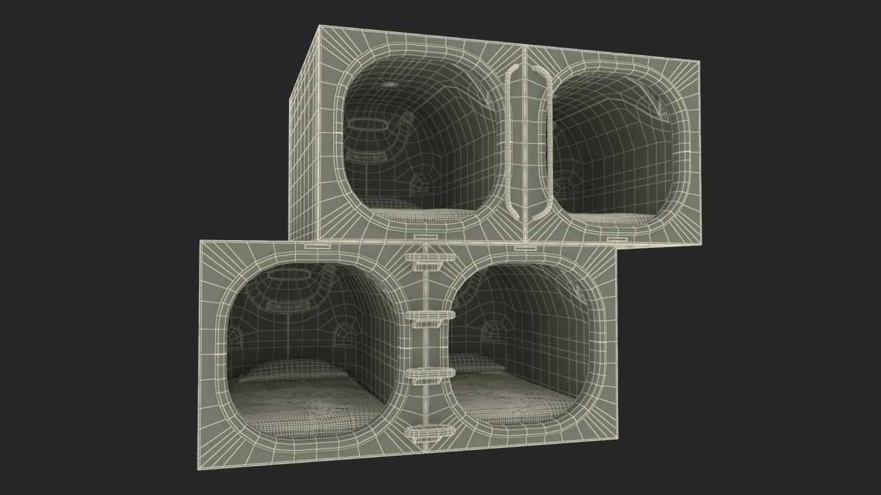 Capsule Hotel with Orange Interior 3D model