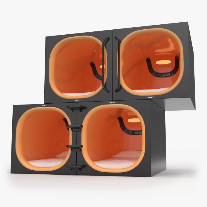 Capsule Hotel with Orange Interior 3D model