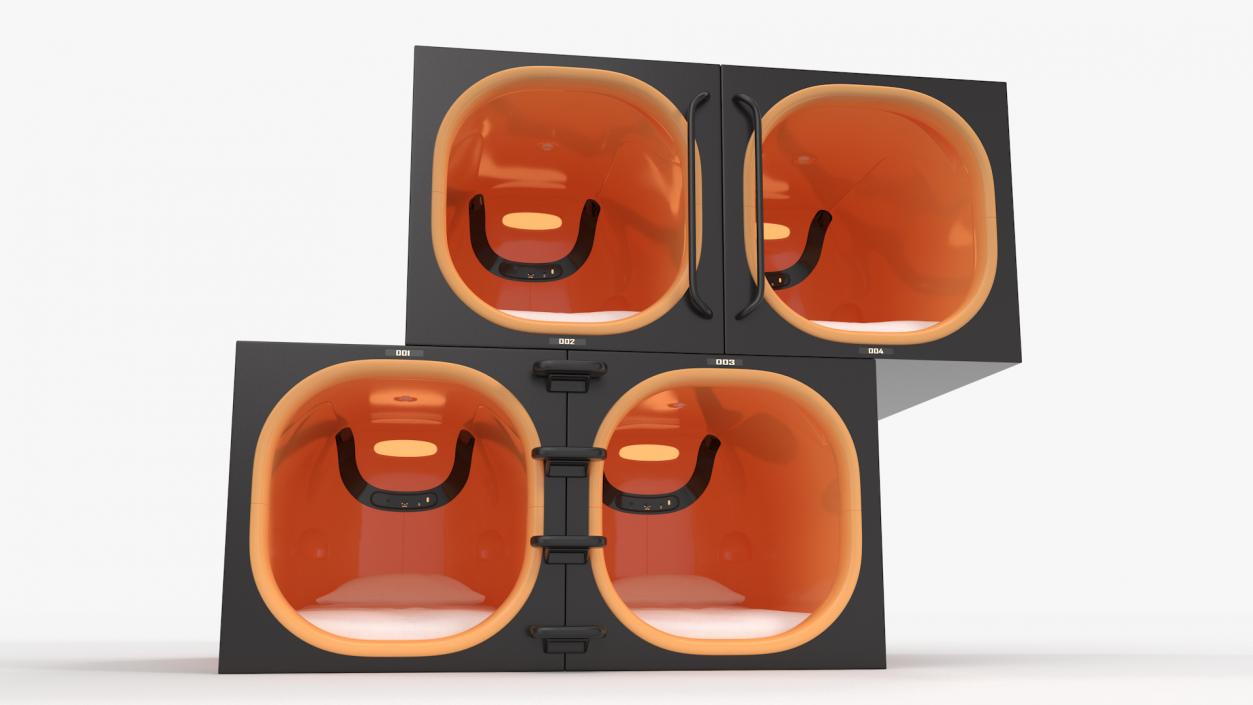 Capsule Hotel with Orange Interior 3D model