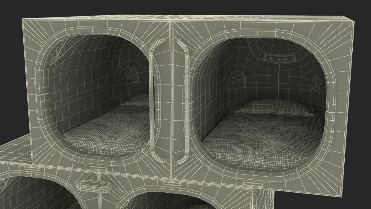 Capsule Hotel with Orange Interior 3D model