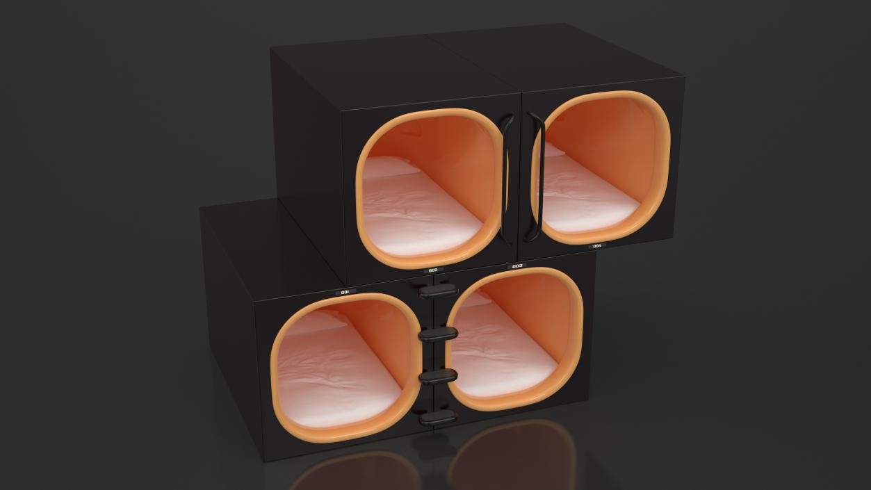 Capsule Hotel with Orange Interior 3D model