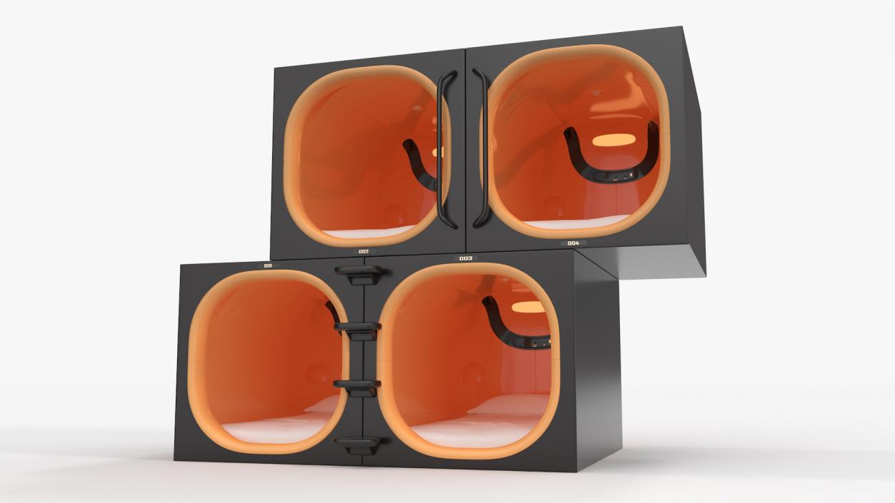 Capsule Hotel with Orange Interior 3D model