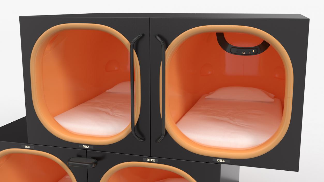 Capsule Hotel with Orange Interior 3D model