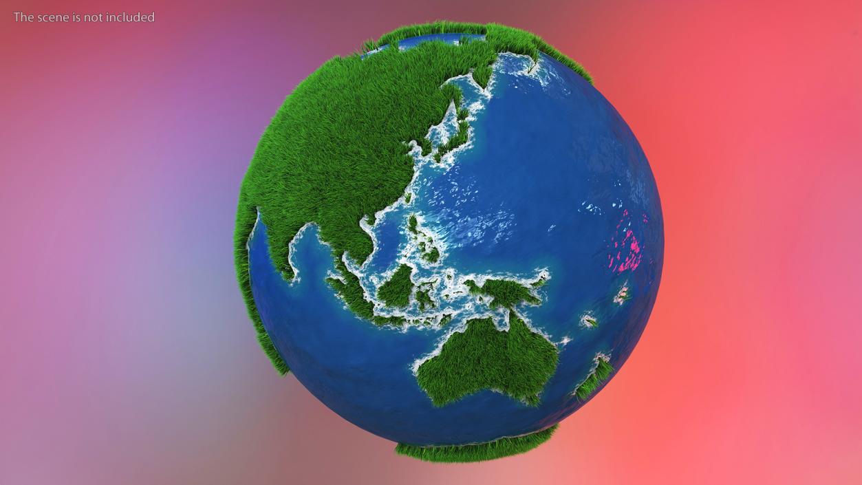 3D model Grass Stylized Earth Globes Set Fur