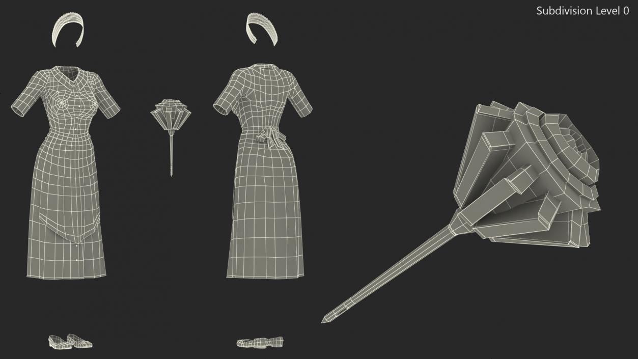 Housemaid Uniform with Feather Duster 3D