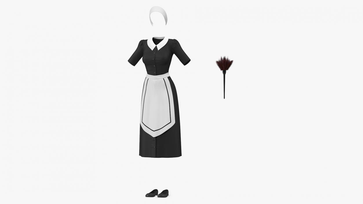 Housemaid Uniform with Feather Duster 3D