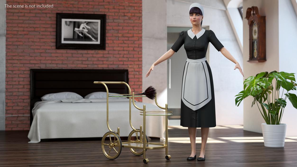 Housemaid Uniform with Feather Duster 3D