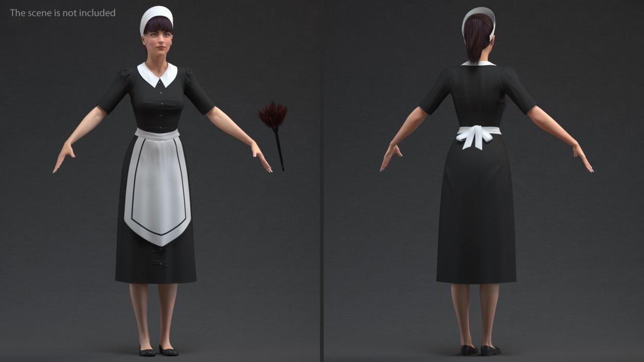 Housemaid Uniform with Feather Duster 3D