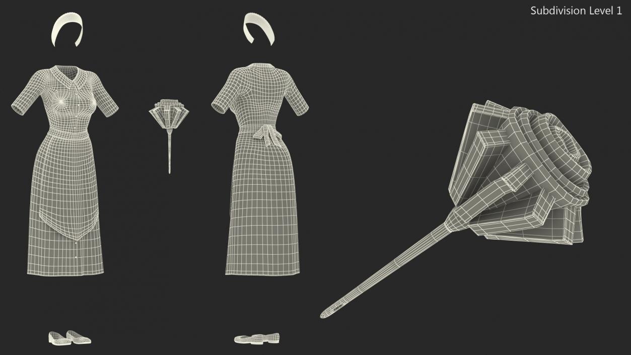 Housemaid Uniform with Feather Duster 3D