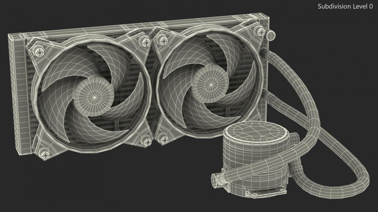 3D model Dual Fan CPU RGB Liquid Cooler