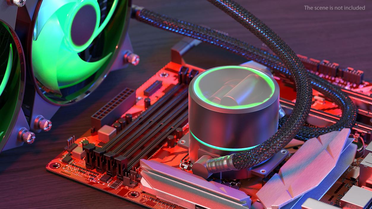 3D model Dual Fan CPU RGB Liquid Cooler